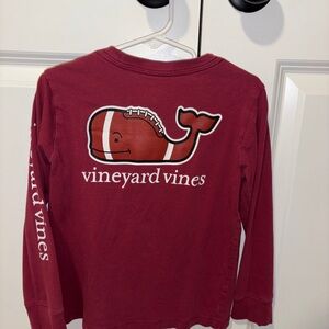 Vineyard Vines Kids Football Whale Long Sleeve Tee